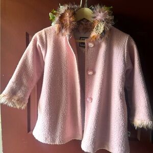 Corky & Co Sz 4 Pink faux fur trim Girls coat